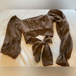 Shein Brown Cropped Long Sleeve